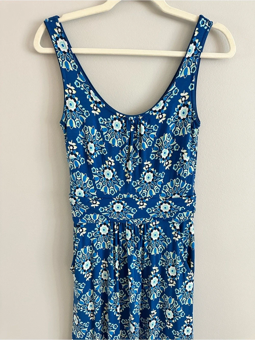 Boden Diana Jersey Maxi Dress Blue Floral Size 4 Long